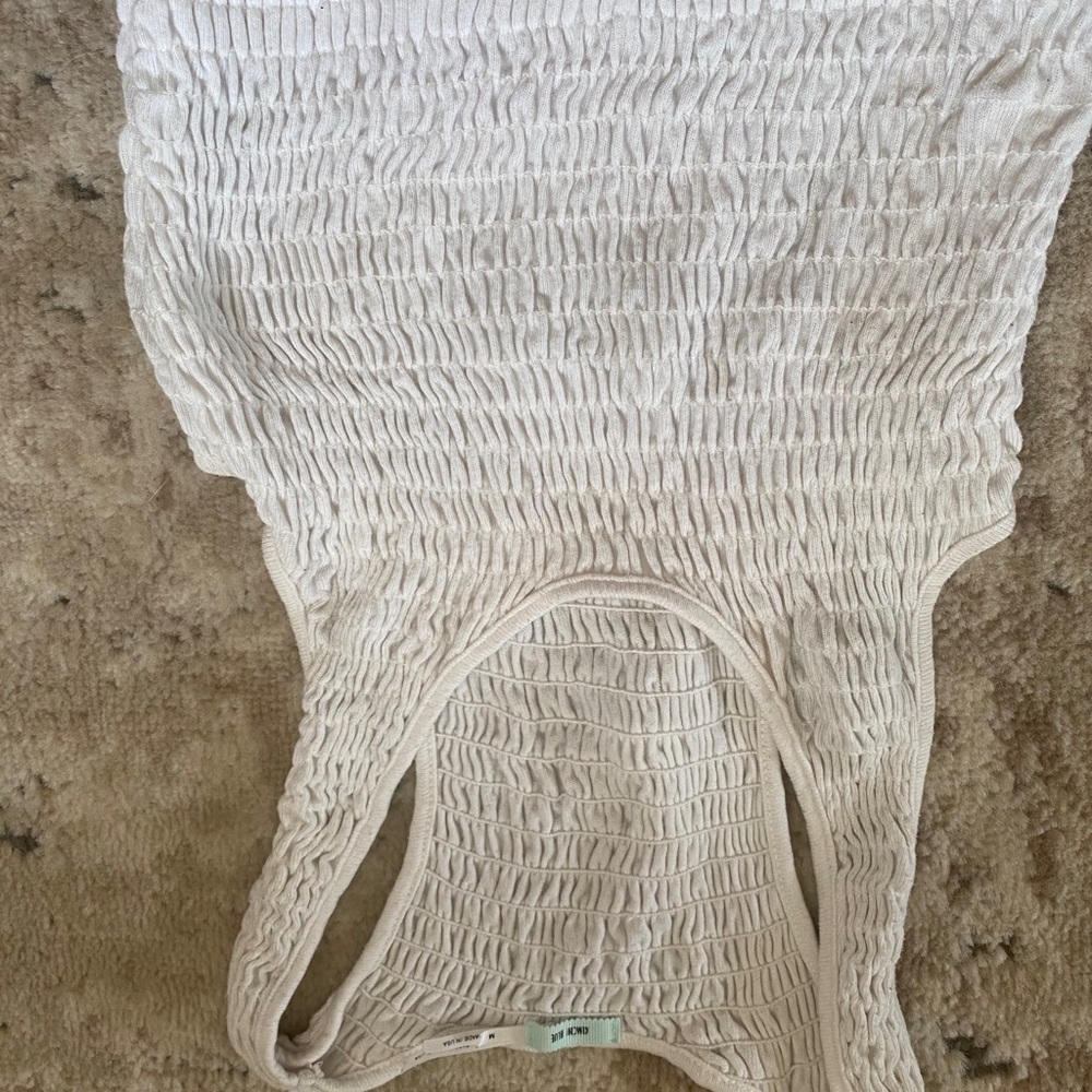 White scrunched urban tank top